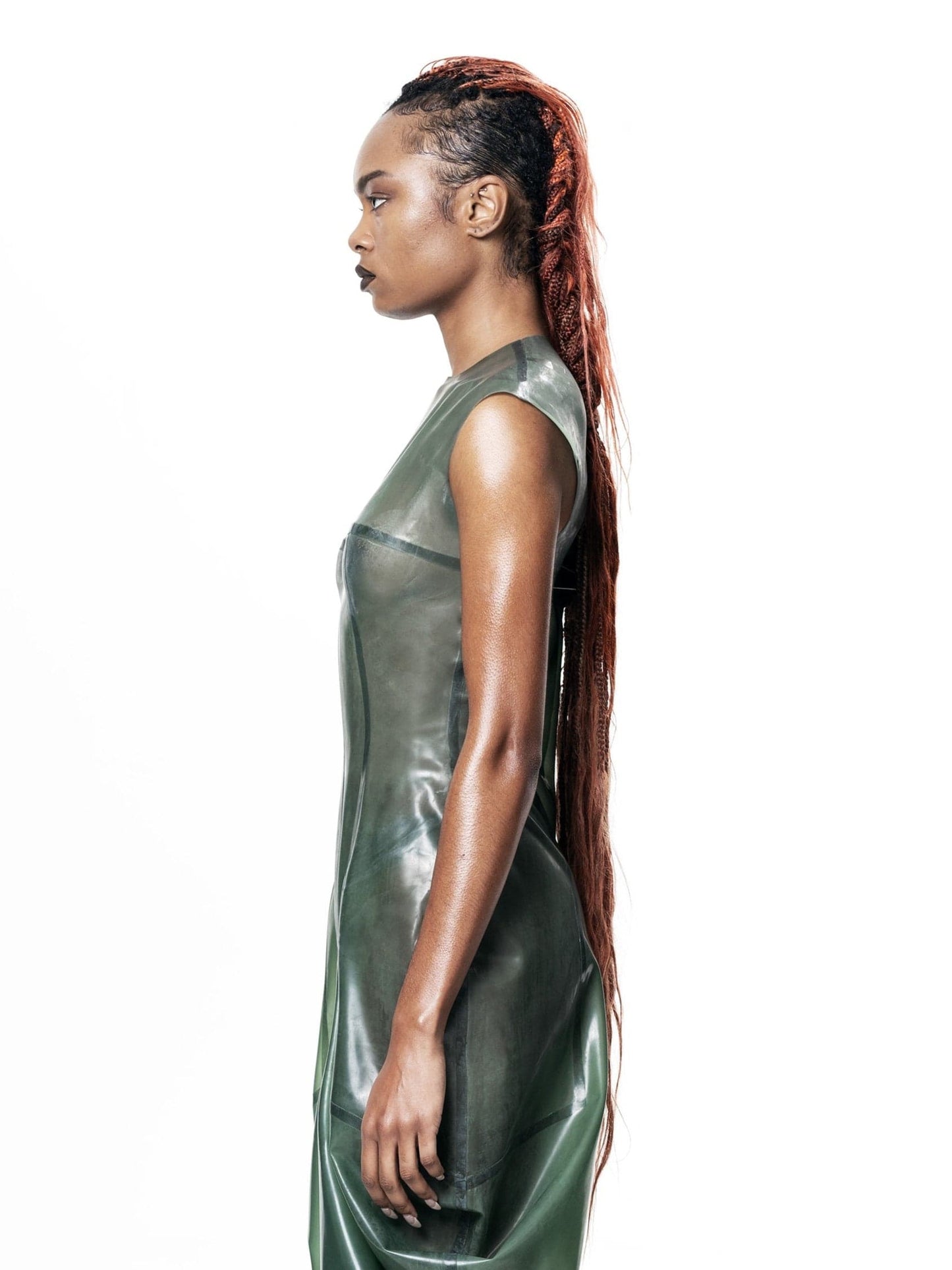 Green High Neck Draped Maxi Dress-harri-APOC STORE
