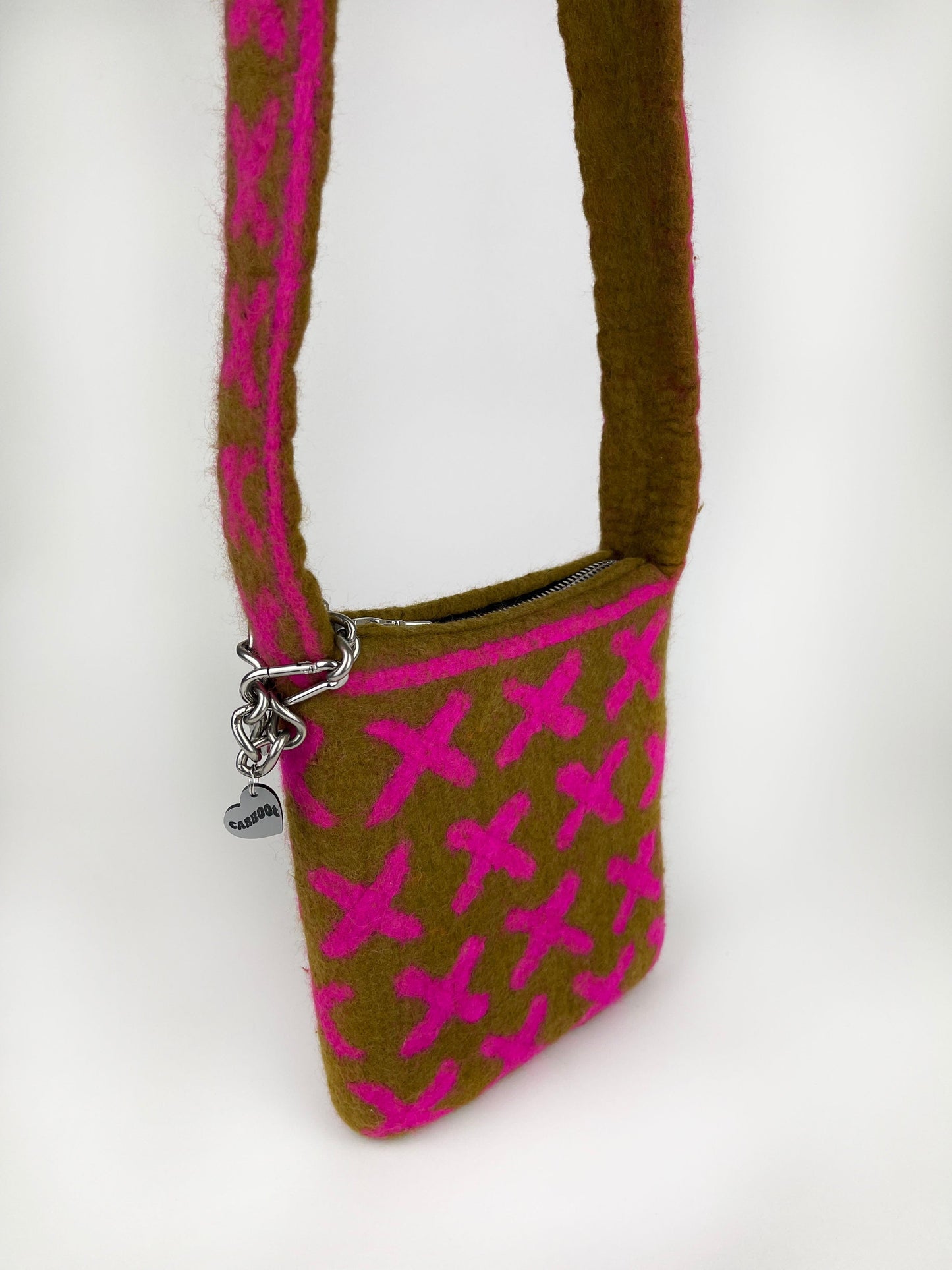 1 of 1 Crossbody Kisses Bag - Khaki / Fuchsia-Carboot-APOC STORE