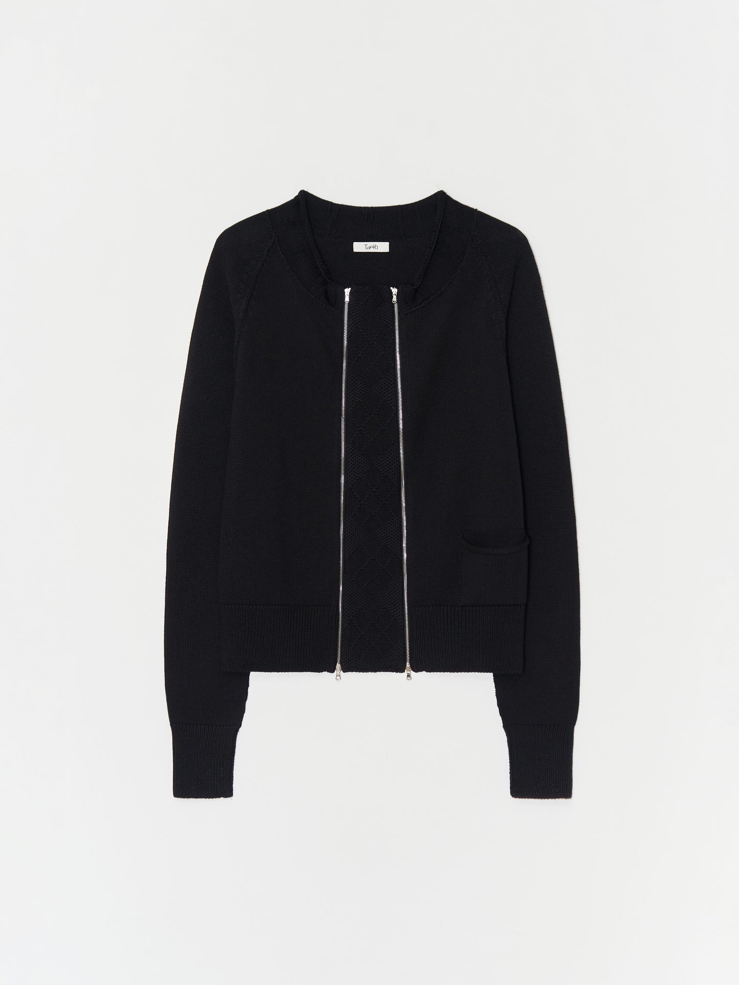 Double zip Cotton Cardigan 001 _ Black-Taekh-APOC STORE