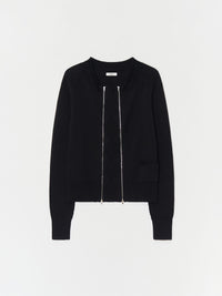 Double zip Cotton Cardigan 001 _ Black-Taekh-APOC STORE
