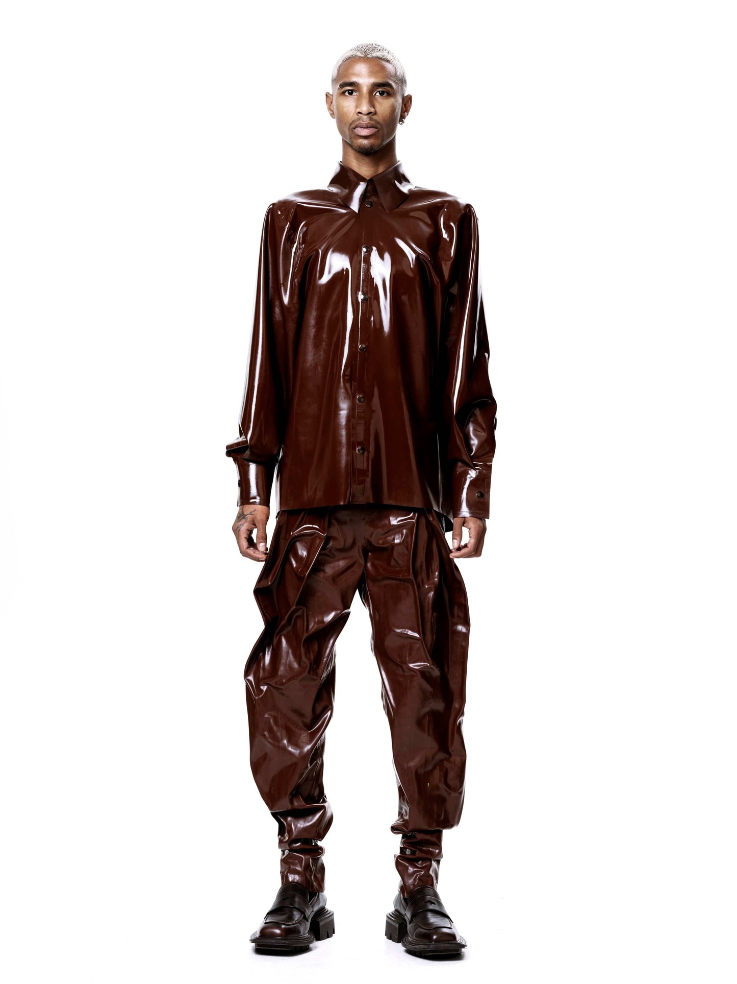 Brown Signature Latex Shirt-harri-APOC STORE