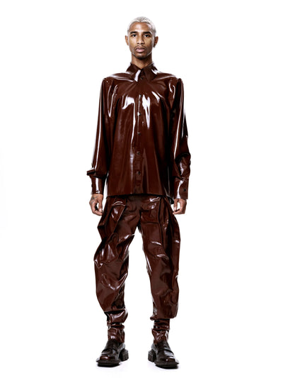 Brown Signature Latex Shirt-harri-APOC STORE