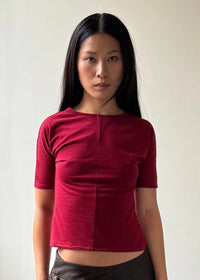 Half Sleeve Tee in Wine-PAIDEN-APOC STORE