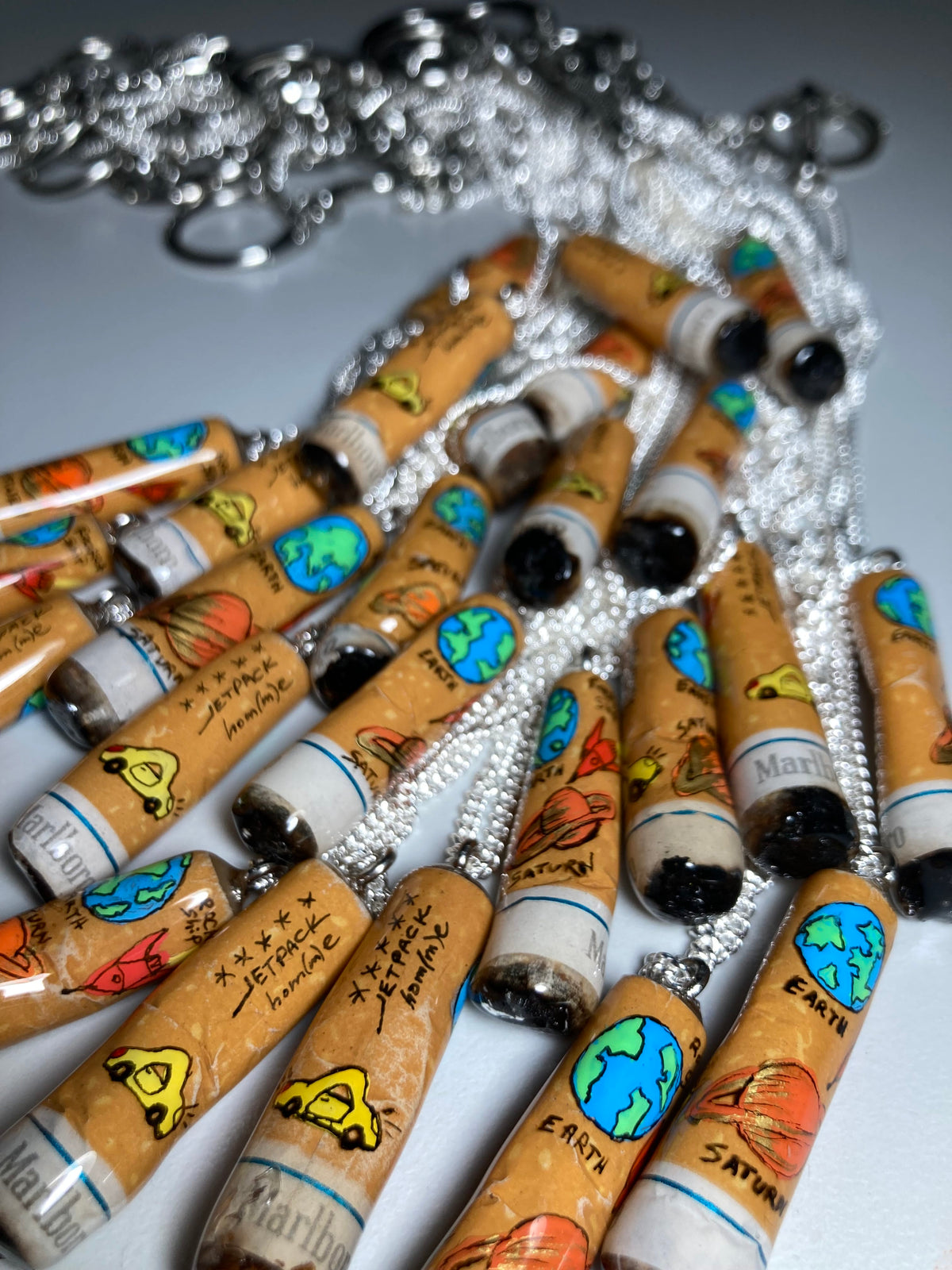 Painted Cigarette Butt Necklace (Orange)-Jetpack Hom(m)e-APOC STORE