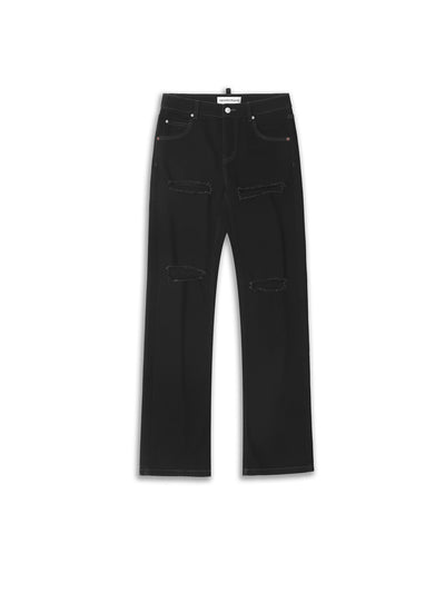 TRI-RIB Black Distressed Stretch Jeans-TRINITE Studio-APOC STORE