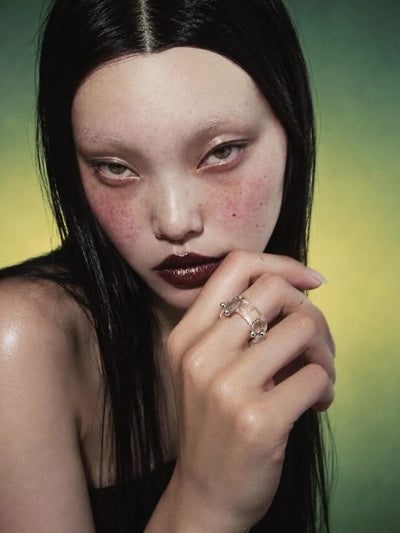 Double Pierced Glass Ring 0021-Rain and Rivers-APOC STORE