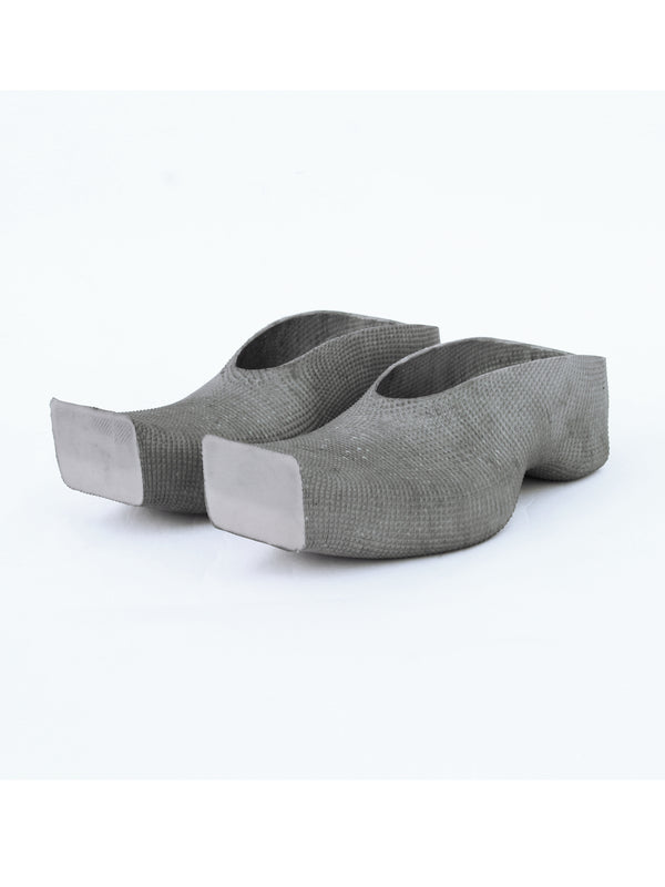 Heeled Square Toe Rubber Mules - Concrete-BODY AMPLIFICATION DEVICES-APOC STORE