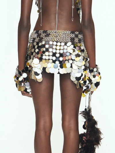 Aluminum Disc Mini Skirt - PARTY-JALACONDA-APOC STORE