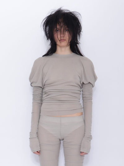 Tora Draped Long Sleeve Top: Pale Grey-BJERSBORN-APOC STORE