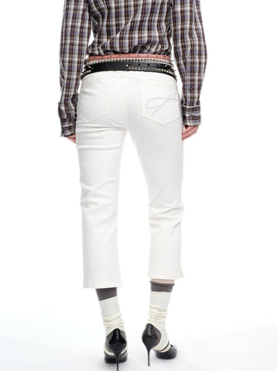 White Stretch Slit Denim-TRINITE Studio-APOC STORE