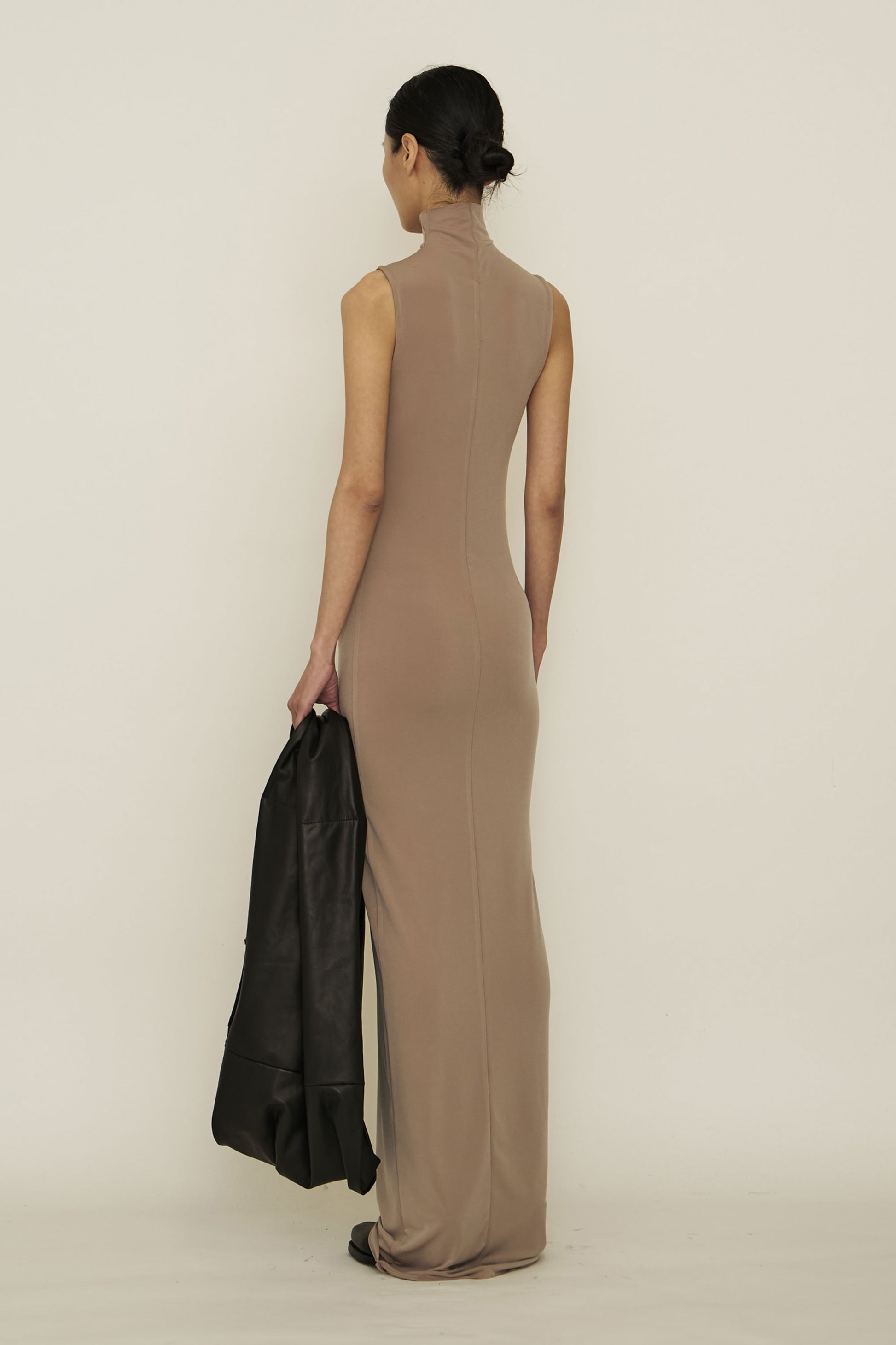Nude Skinny High Neck Sleeveless Maxi Dress-arc us arkus-APOC STORE