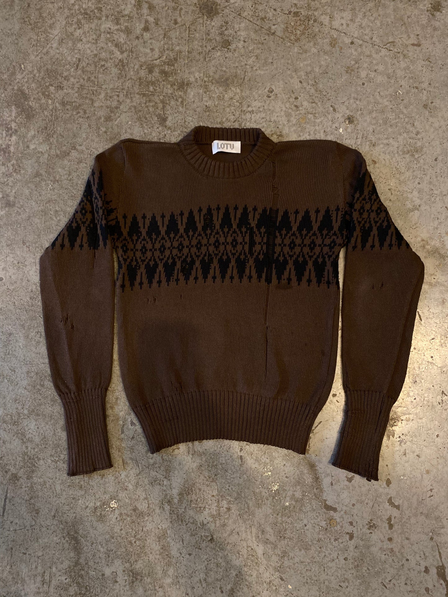 Distressed Fairisle jumper-Lilies of the Valley-APOC STORE