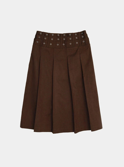 EYELET PLEATS SKIRT-SAENGIN STUDIOS-APOC STORE