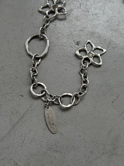 Hammered Bloom Necklace-Crystal-APOC STORE