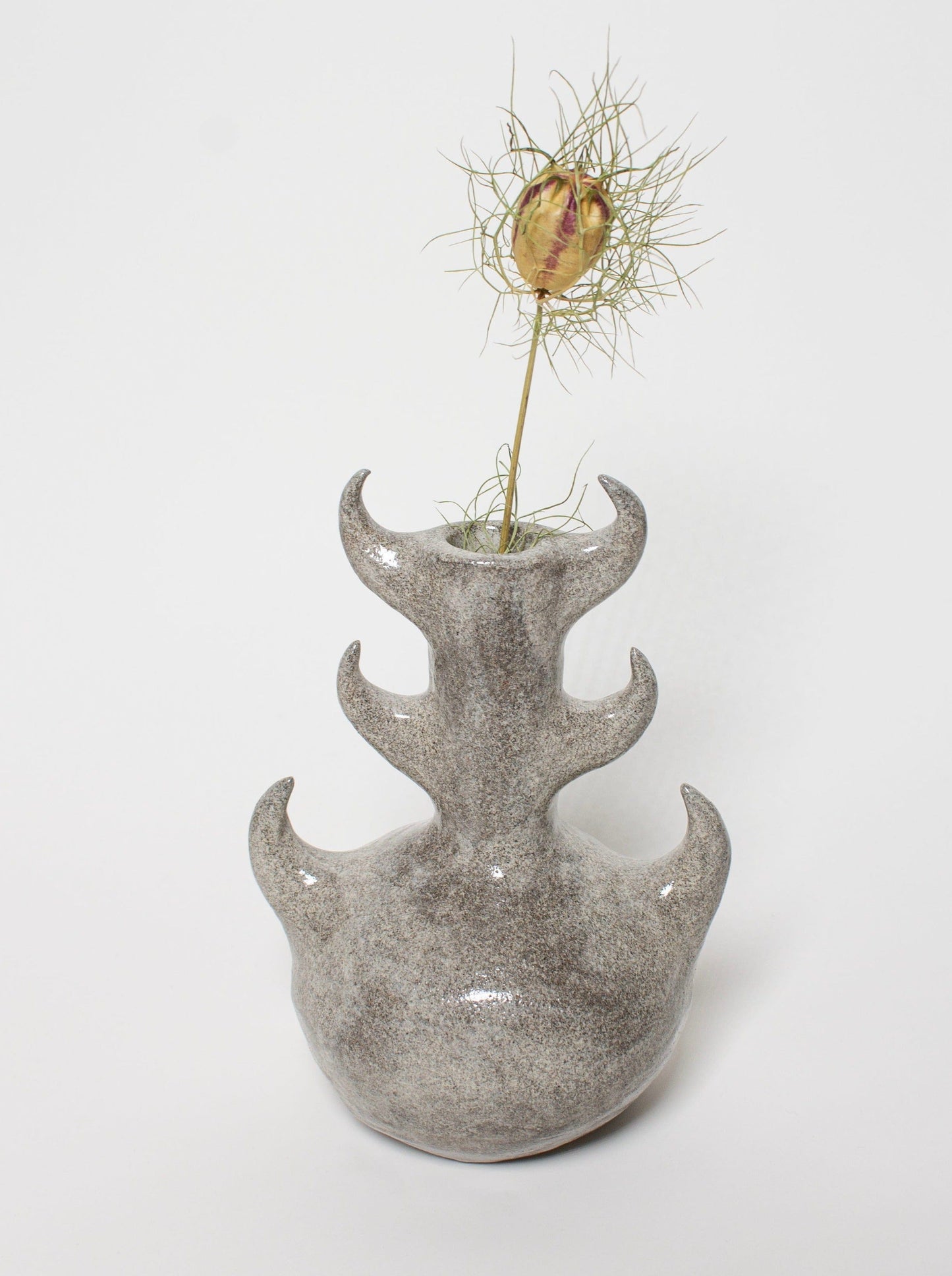 Grey glossy vase six horns,-Cléo SJölander-APOC STORE