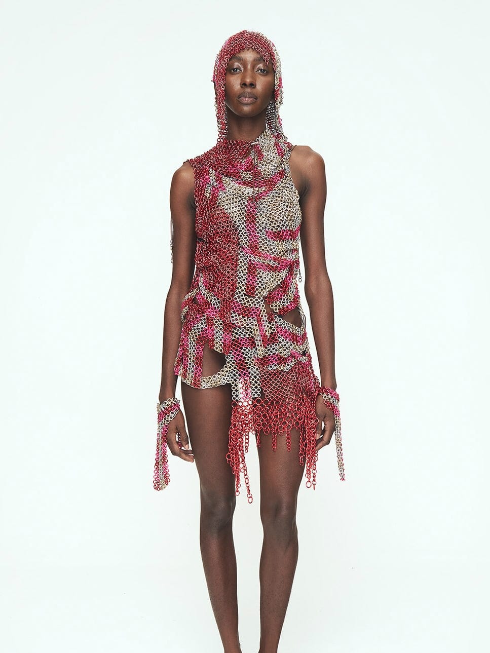 Fita Red + Pink Long Fringe Mini Skirt-JALACONDA-APOC STORE