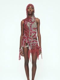 Fita Red + Pink Long Fringe Headpiece-JALACONDA-APOC STORE