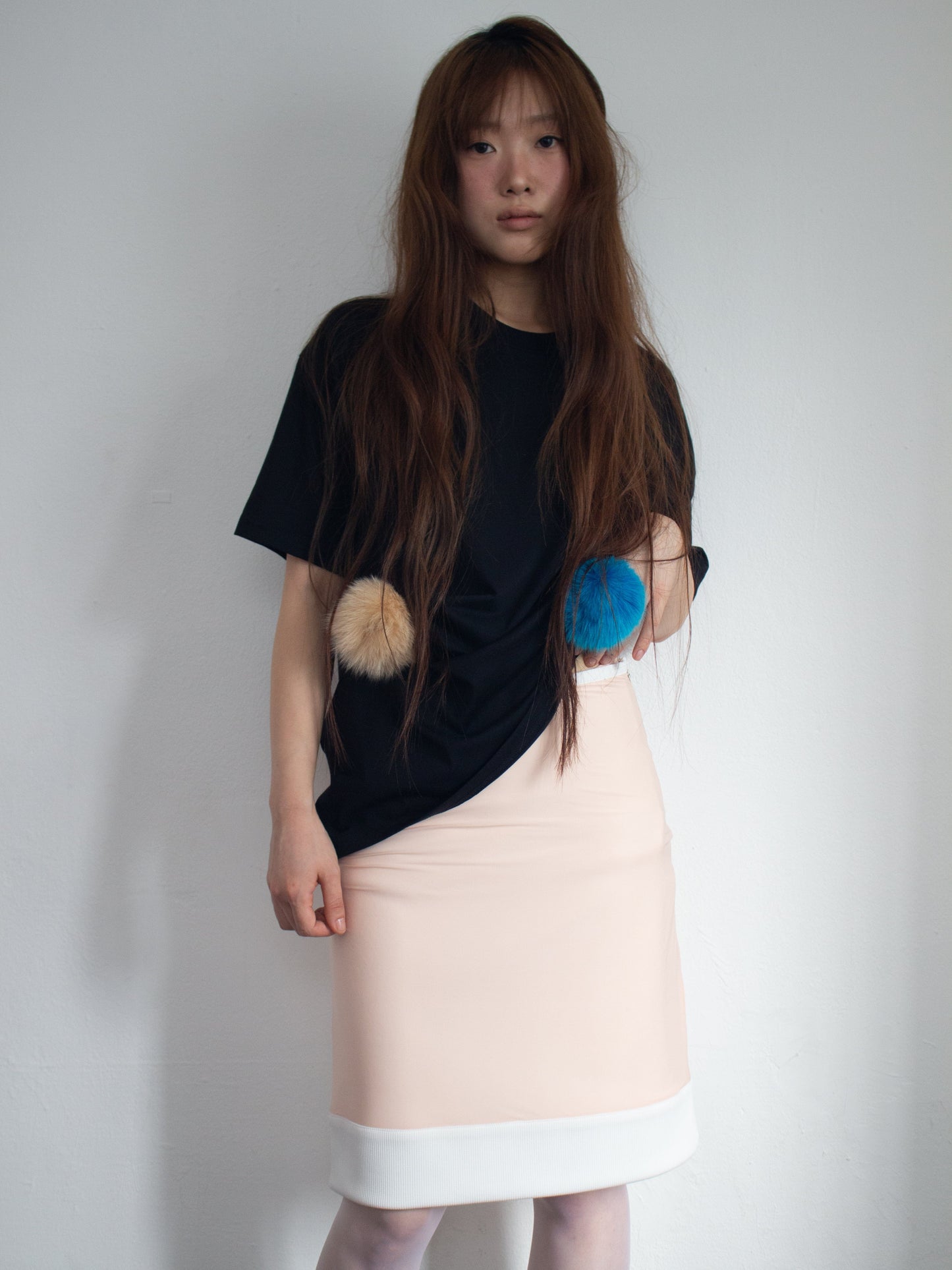 Marshmallow Skirt Coral-mesh blanca-APOC STORE