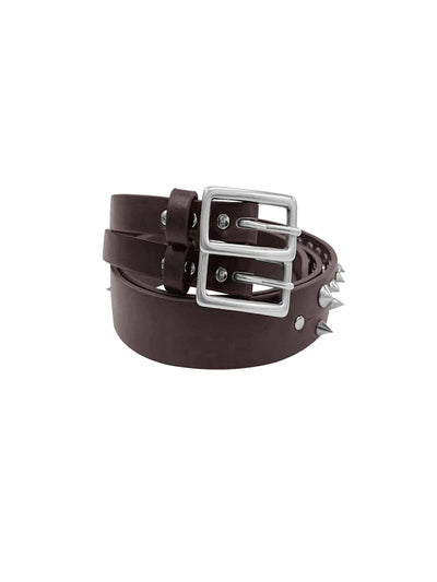 Brown Split Stud Leather Belt-TRINITE Studio-APOC STORE