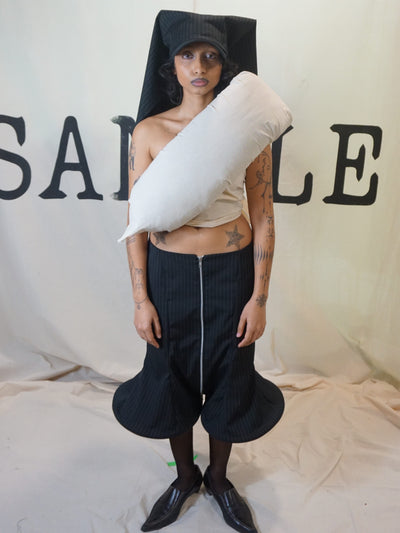 GARMENT # 023 - STRUCTURED VEIL CAP - PINSTRIPE-SAMPLE GARMENTS-APOC STORE