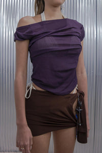 draping off-shoulder top purple-Lalameemee-APOC STORE