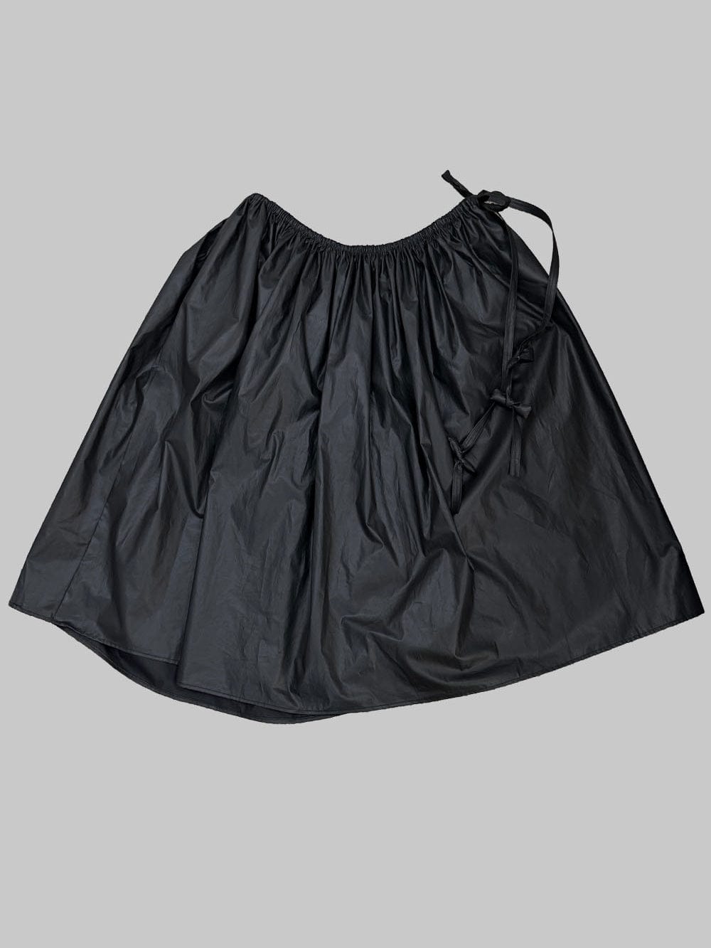 Coated Cotton Gathered Skirt -Black-Julye Han-APOC STORE