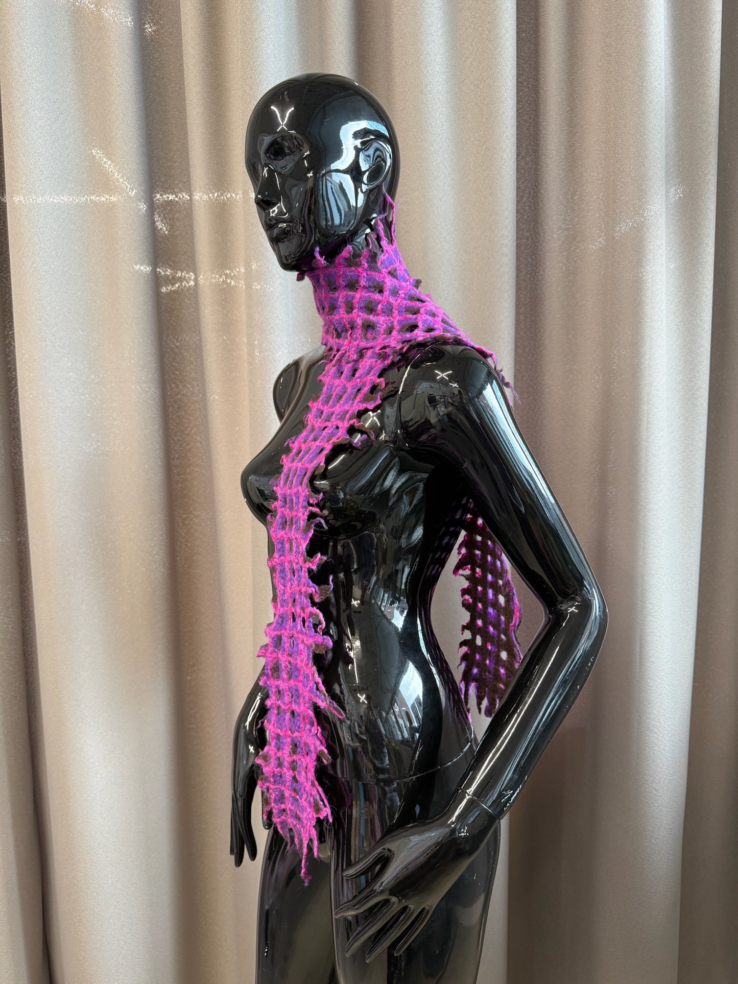 Felted scarf brown/pink long-TATi-APOC STORE