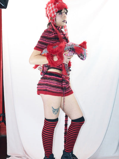 Red/pink deux-piece shorts