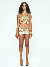Aluminum Disc Mini Skirt - GOLD-JALACONDA-APOC STORE