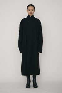 Black Wool Robe Coat-arc us arkus-APOC STORE