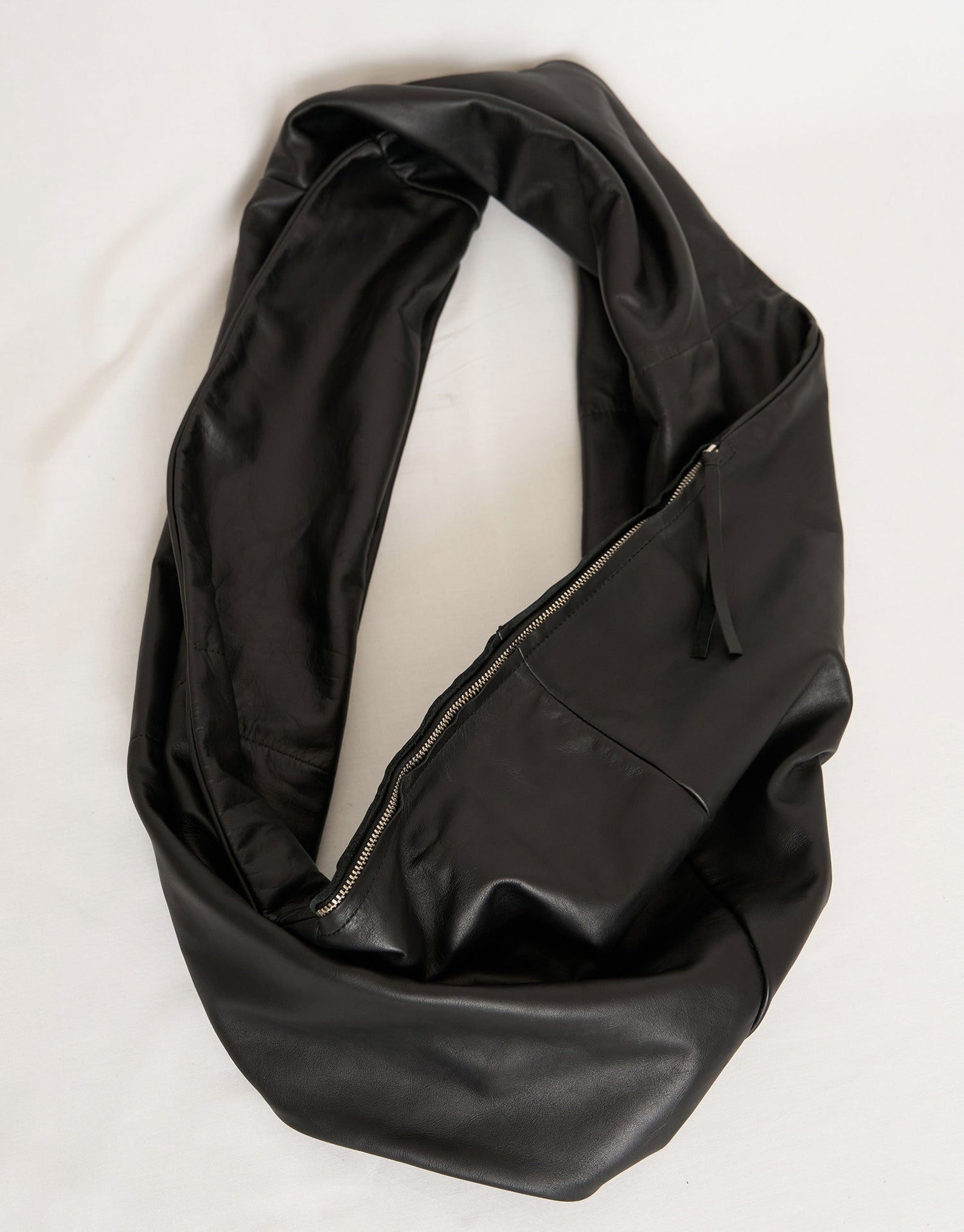 Black Leather Twist Scarf Bag-arc us arkus-APOC STORE