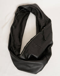 Black Leather Twist Scarf Bag-arc us arkus-APOC STORE