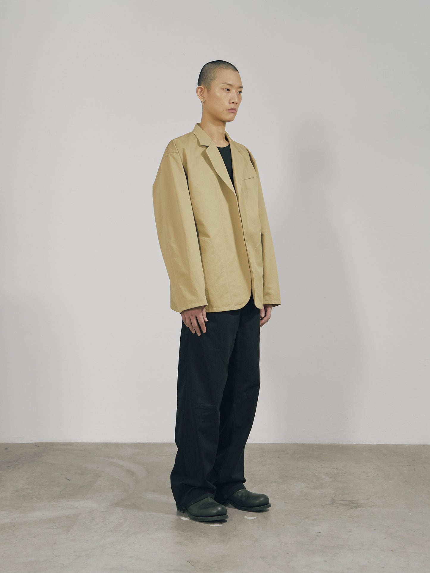 Khaki Cotton Twill Snap-Front Jacket-arc us arkus-APOC STORE