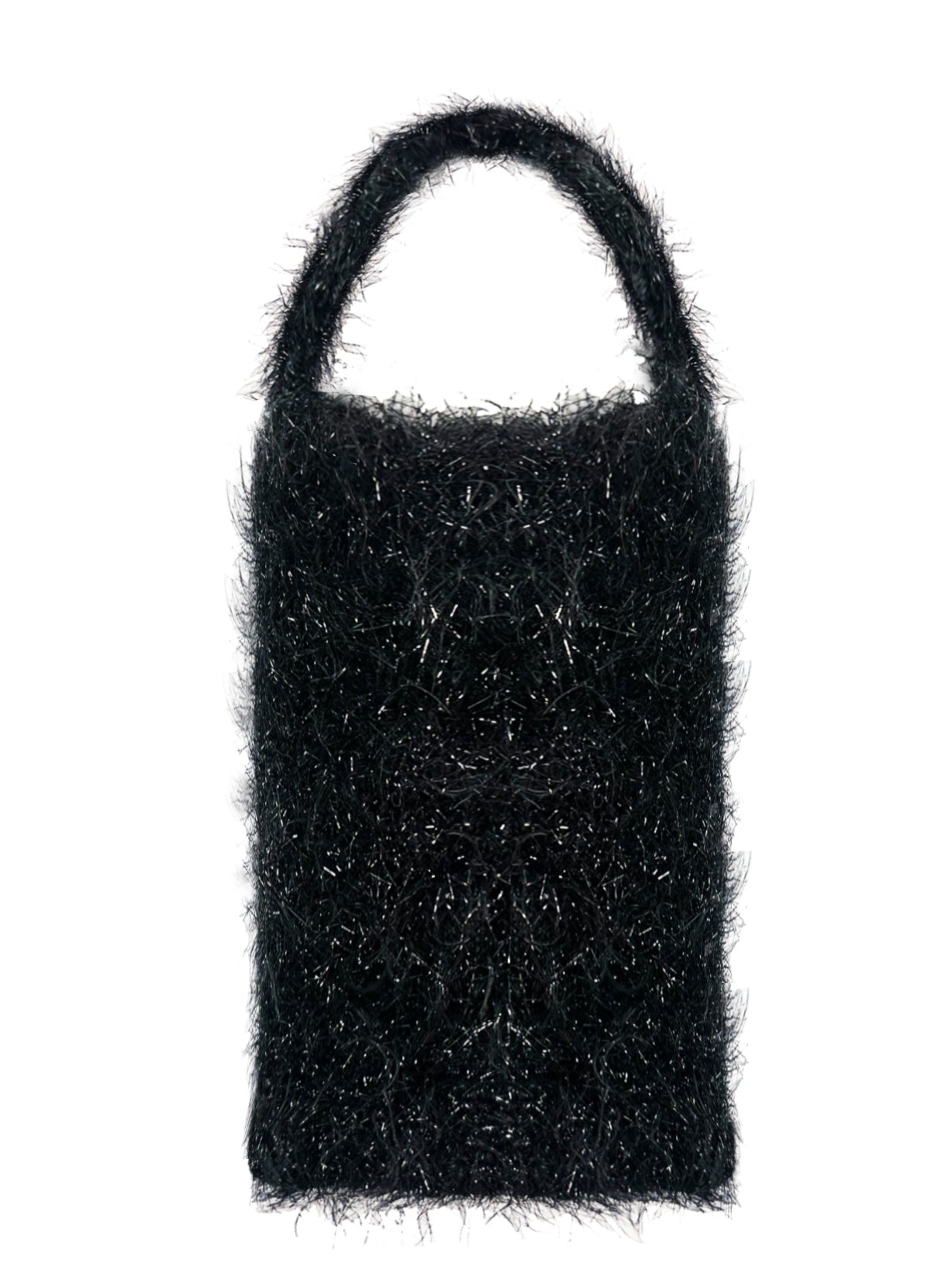 Mini fluffy handbag - Black-Raquel de Carvalho-APOC STORE