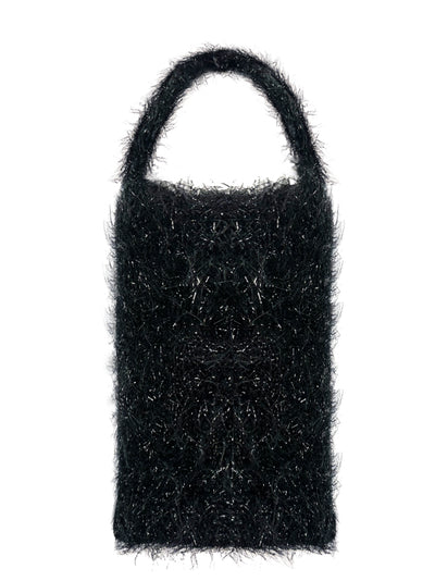 Mini fluffy handbag - Black-Raquel de Carvalho-APOC STORE