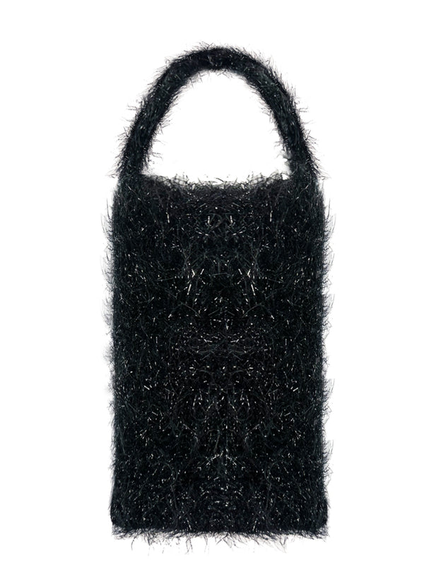 Mini fluffy handbag - Black-Raquel de Carvalho-APOC STORE