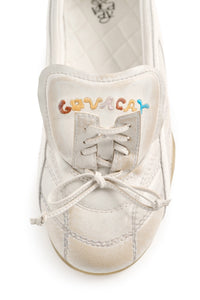 GO VACAY Tennis Ballerina Flats White-EMPTY BEHAVIOR-APOC STORE
