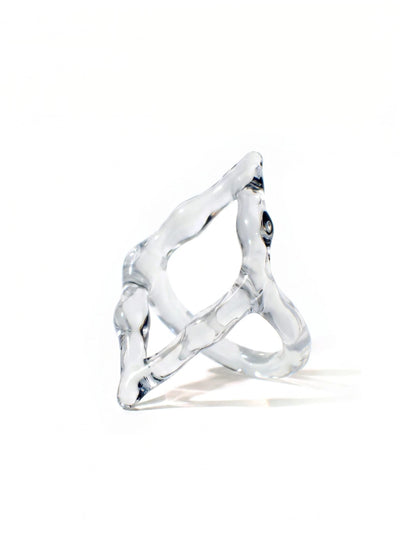 Rombo Sculptural Glass Ring 0111-Rain and Rivers-APOC STORE
