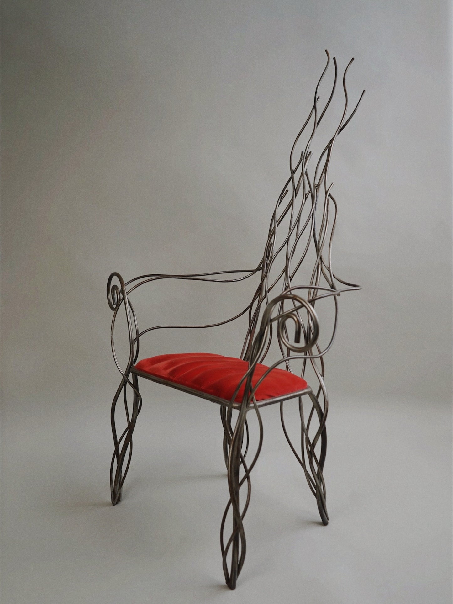 Iron High Back Chair in the manner of André Dubreuil c.1990-Myakin-APOC STORE