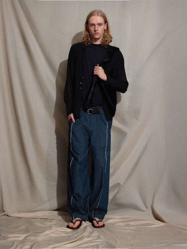 BB Sack in Navy Hair-on-Hide-Pedro Trindade-APOC STORE