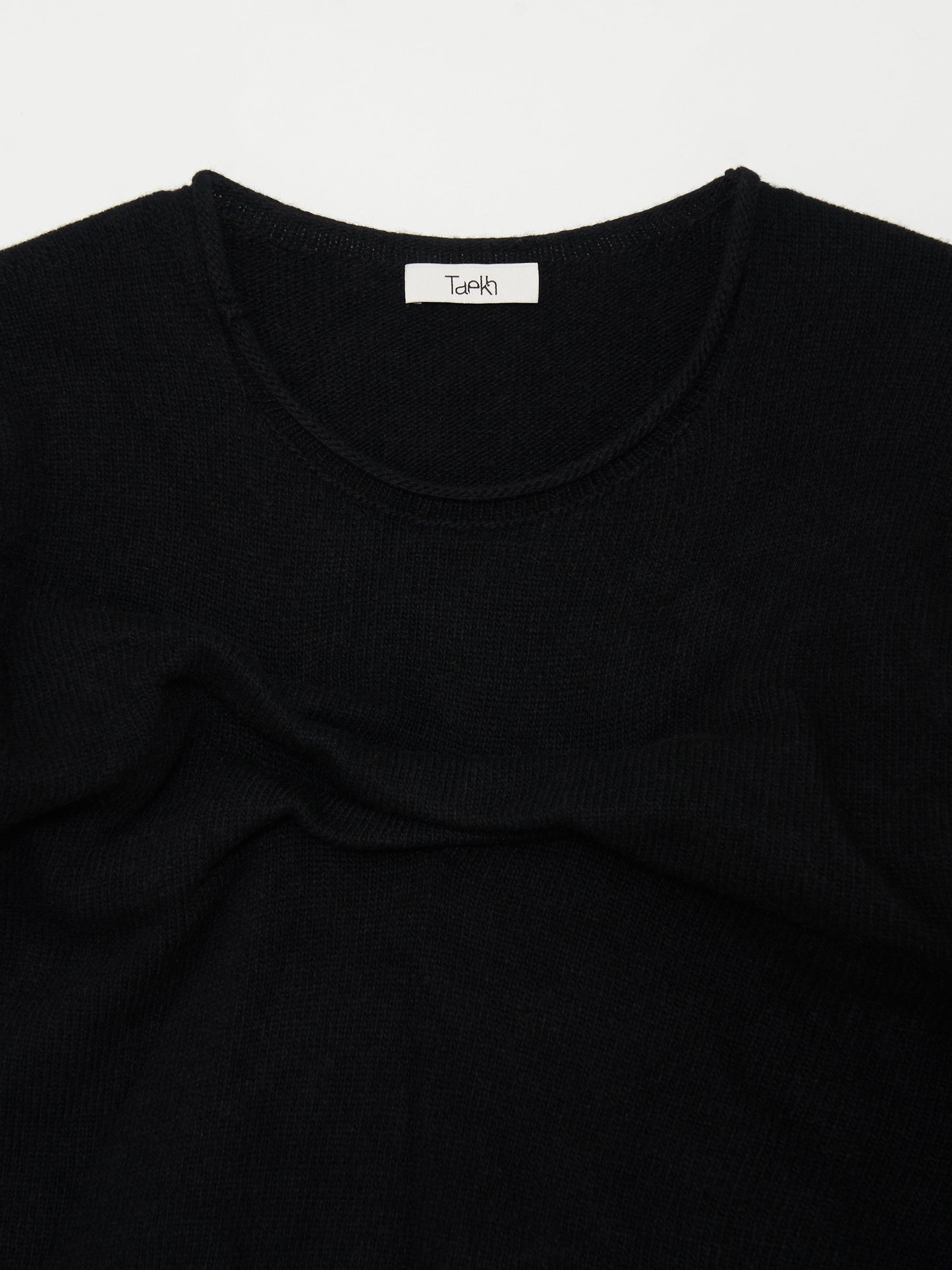 Glitch Draped Top Cashmere knit 002 - Black-Taekh-APOC STORE