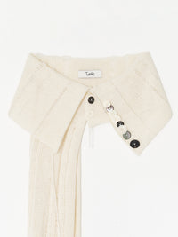 Button Work Cashmere Scarf 001 - Ivory-Taekh-APOC STORE