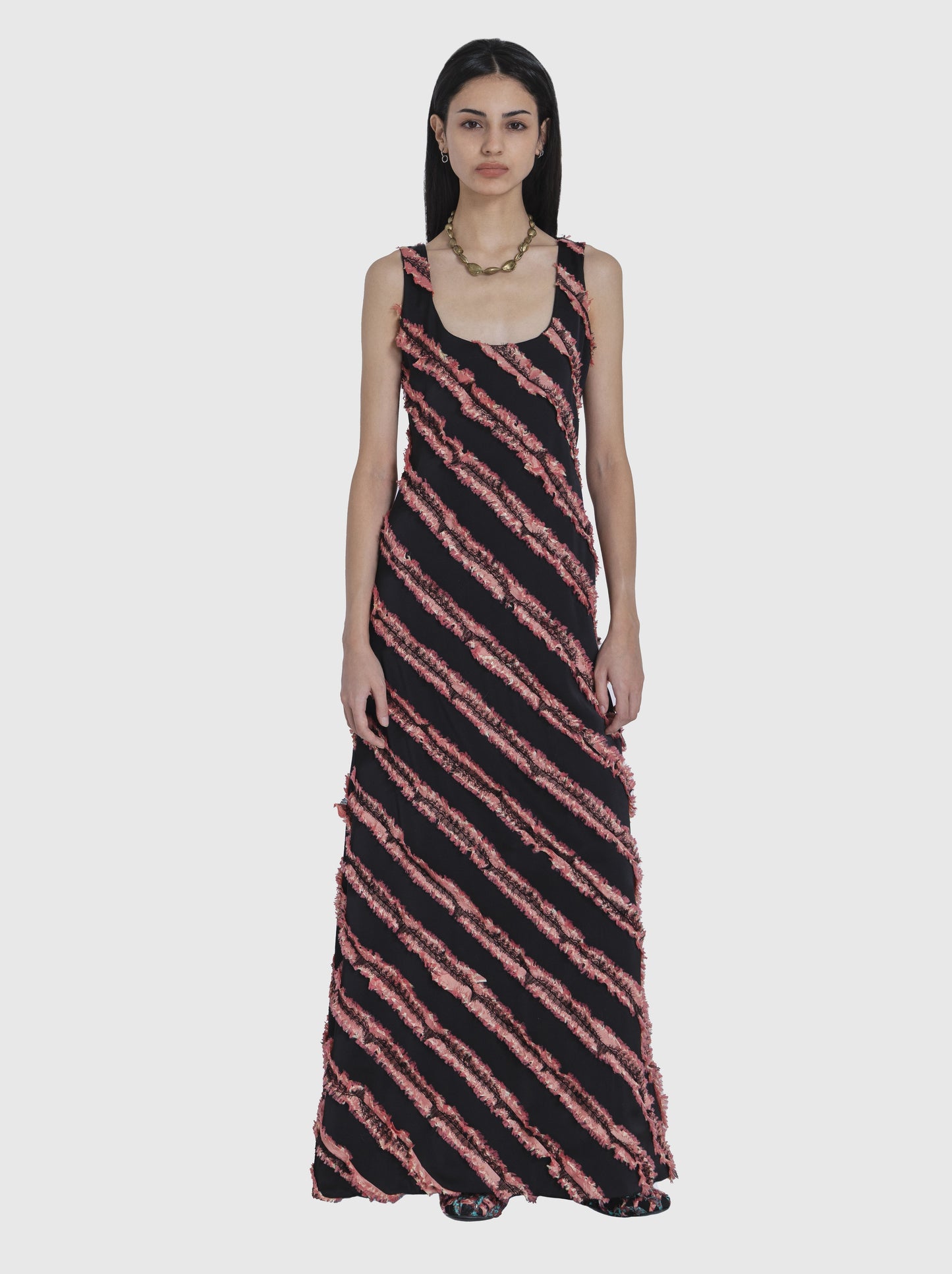Dress Long with Stripes-Nensi Avetisian-APOC STORE