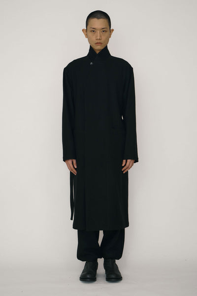 Black Wool Robe Coat-arc us arkus-APOC STORE