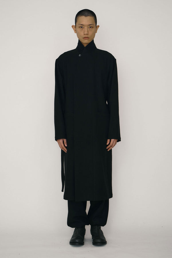 Black Wool Robe Coat-arc us arkus-APOC STORE