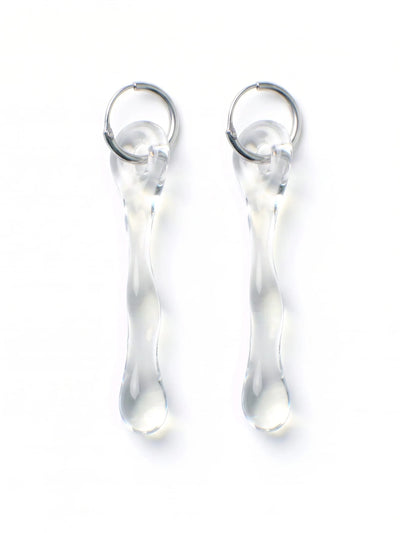 Hoop Earrings 0010 – Glass Pendant Sterling Silver Hoop Earrings-Rain and Rivers-APOC STORE