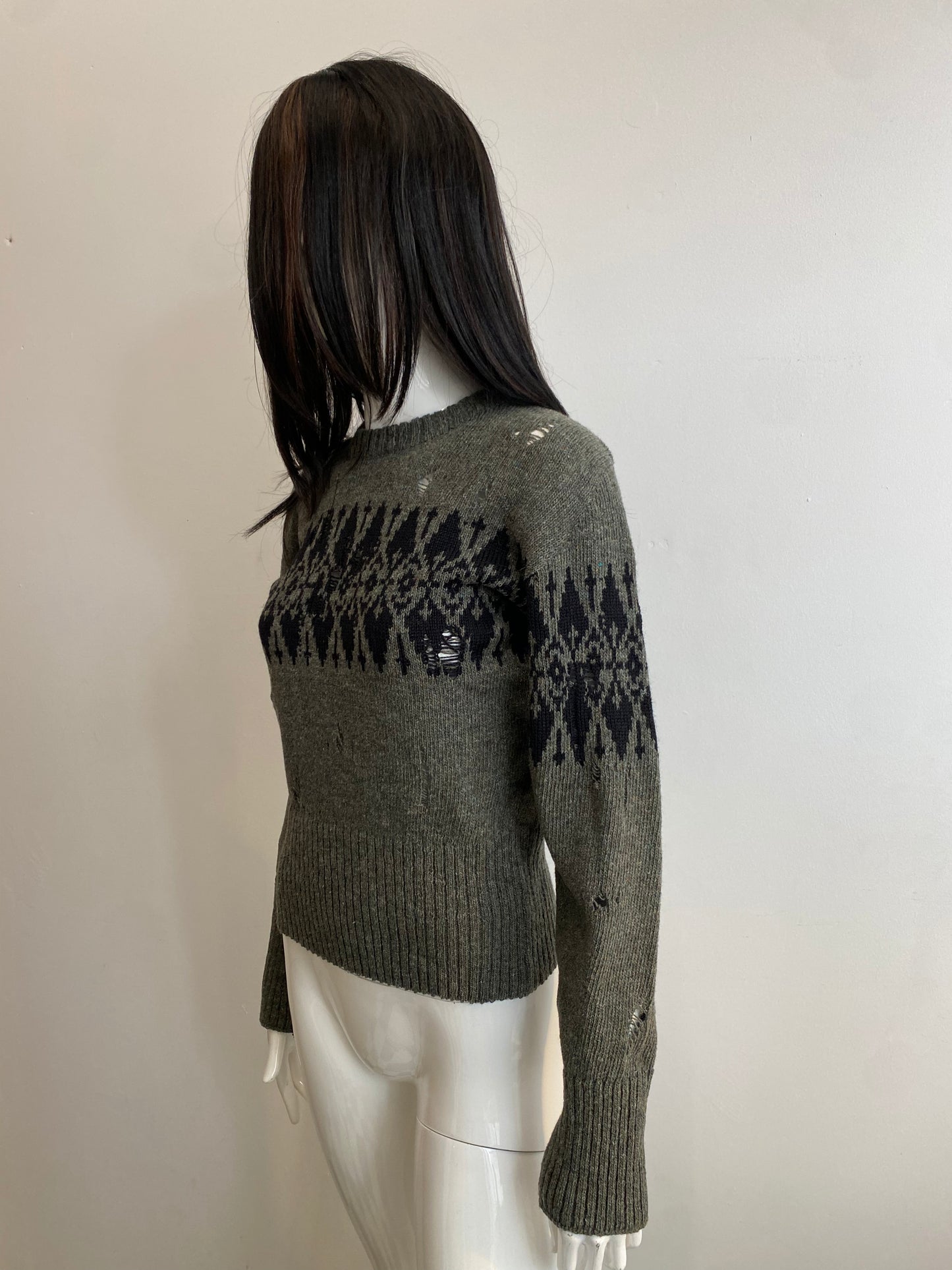 Distressed Fairisle jumper-Lilies of the Valley-APOC STORE