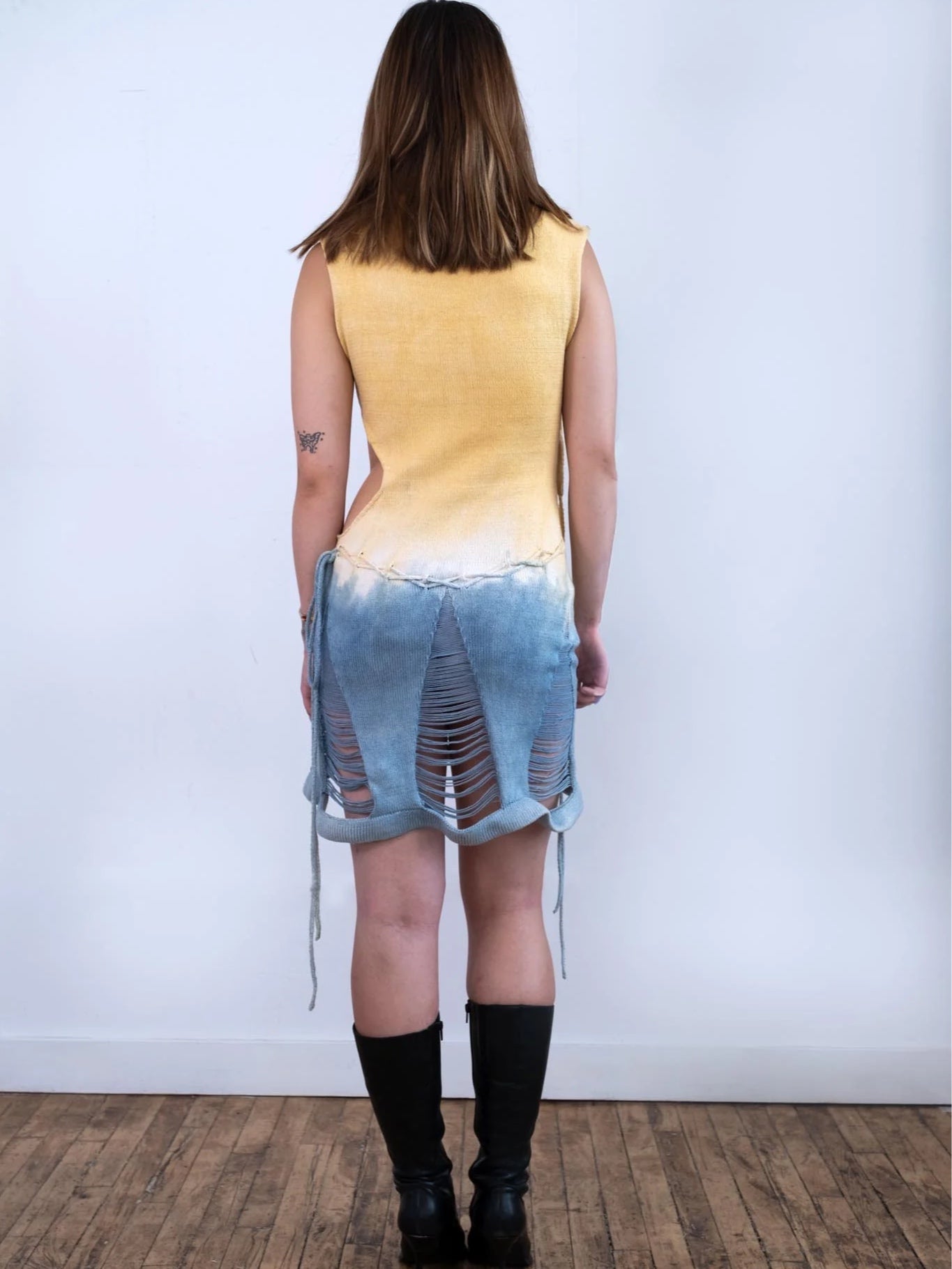 Wonder Gradient Dyed Lace-Up Felted Dress-GRACE GUI-APOC STORE