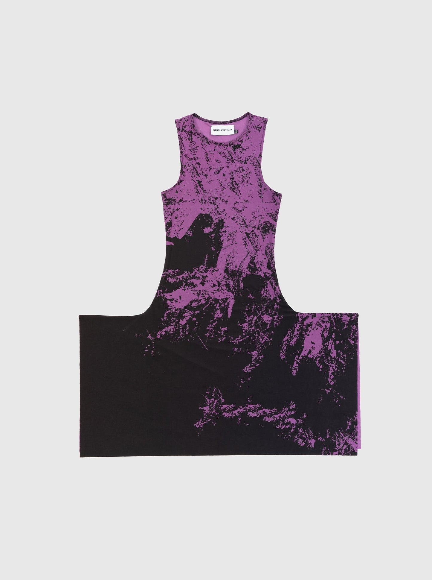 Printed Jersey Dress Black and Violet-Nensi Avetisian-APOC STORE