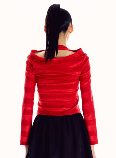 Striped cutout long sleeve t-shirt-Sung Ju-APOC STORE